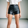 Womens & Girls 100% Genuine Soft Lambskin Leather Cropped Motor Biker Hot Shorts Slim Fit Ladies Shorts Party Wear Shorts Summer Shorts.