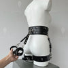 Leather handcuff bracelet, Leather thigh harness, Thigh cuffs, Leather harnesses for woman, Leather leg harness plus size, Waist harness